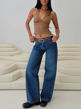 Everlong Mid Rise Wide Leg Jeans Dark Blue Wash