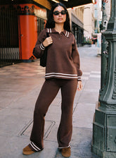 Square One Collared Jumper Brown / Cream