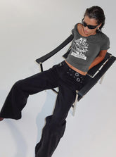 Paltrow Mid Rise Wide Leg Cargo Jeans Black