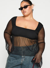 Fiorello Long Sleeve Top Black Curve