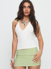 Vibe Check Bead Detail Cross Front Top White