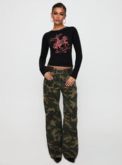 Rodeo Cowboy Long Sleeve Top Washed Wine