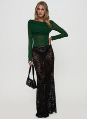 Watch The Sunset Off Shoulder Long Sleeve Top Green