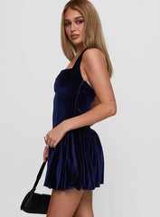 Gigli Bubble Hem Mini Dress Navy