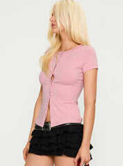 Are We Clear Button Up Top Pink