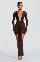 Tara Mini Dress - Plum Brown