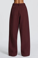 Kirsty Pants - Burgundy Pinstripe