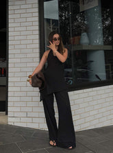 Emorisa Mid Rise Chiffon Pant Black