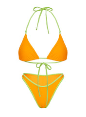 Sandbar Triangle Bikini Top Orange / Green