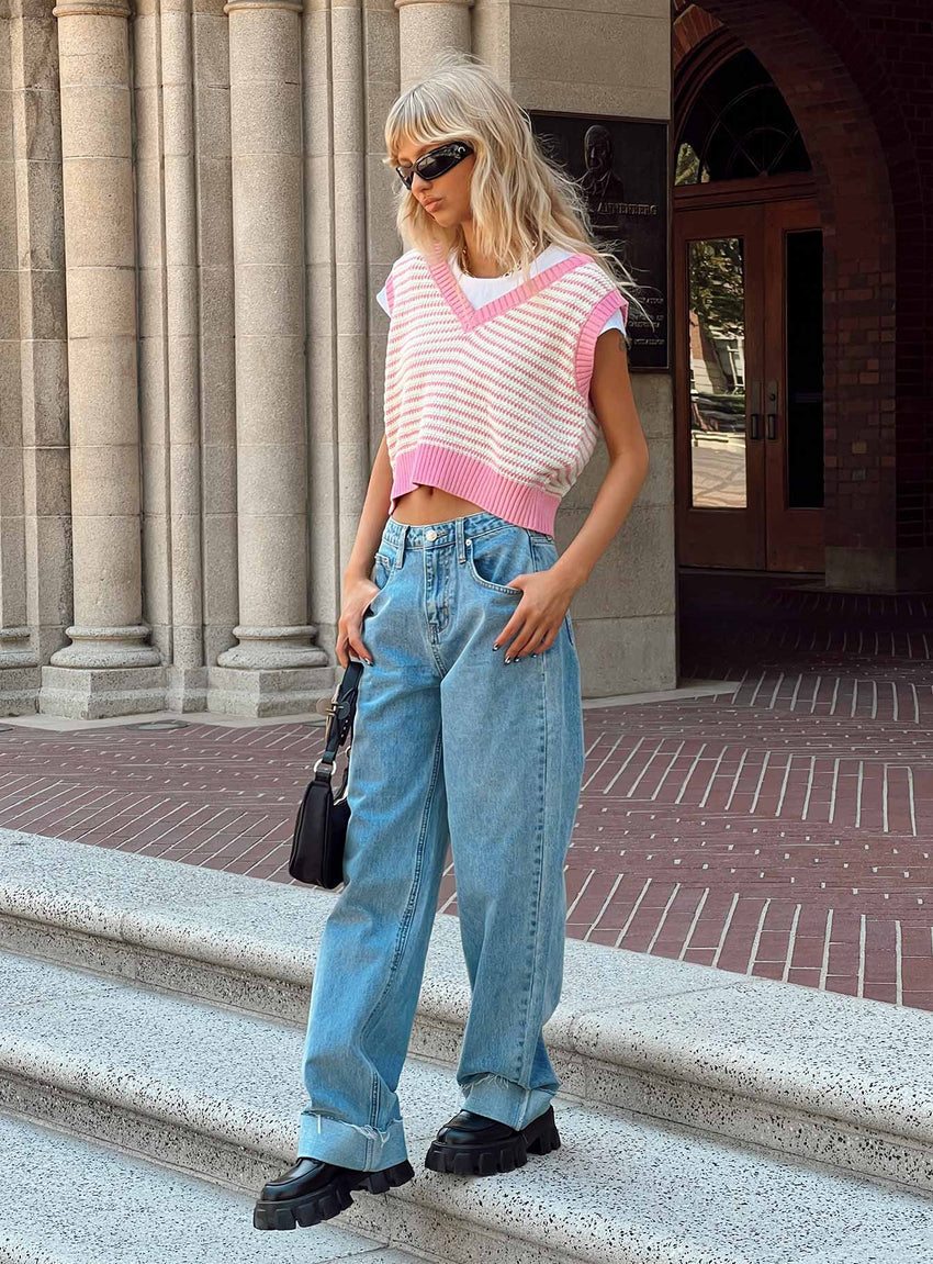 Ollie Mid Rise Straight Leg Jeans Mid Wash Denim