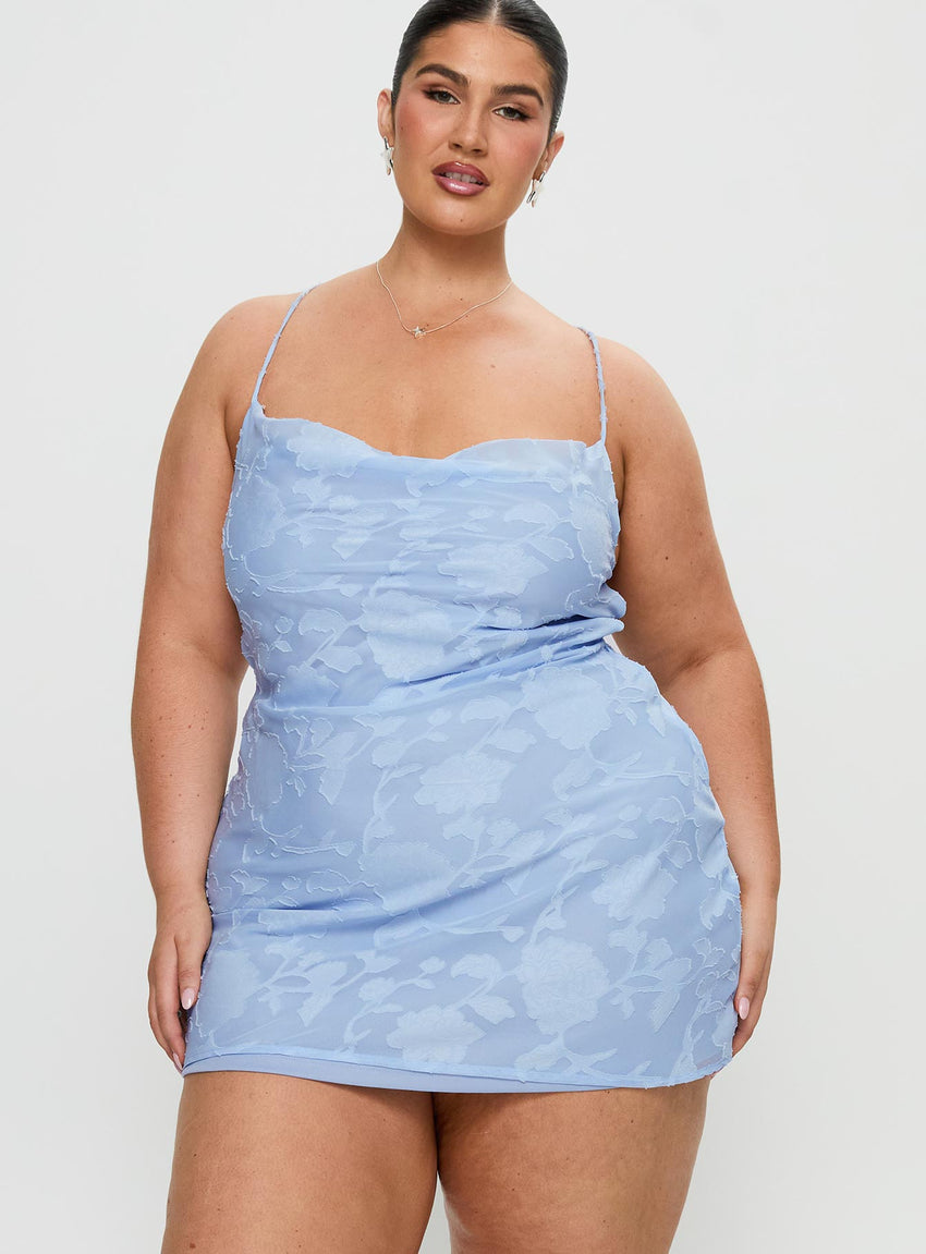 Celena Mini Dress Light Blue Burnout Curve – Petal Polly