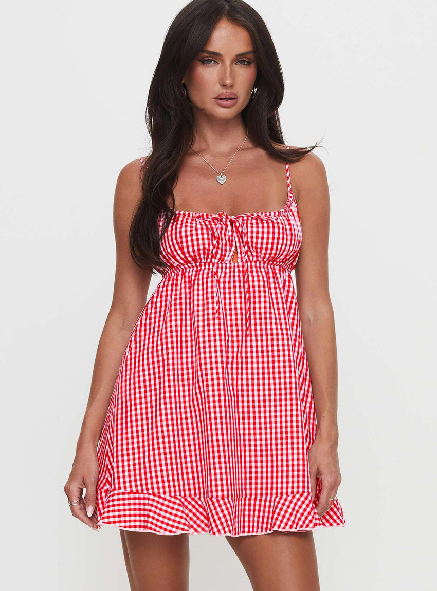 Empress Of Love Mini Dress Red Gingham – Petal Polly