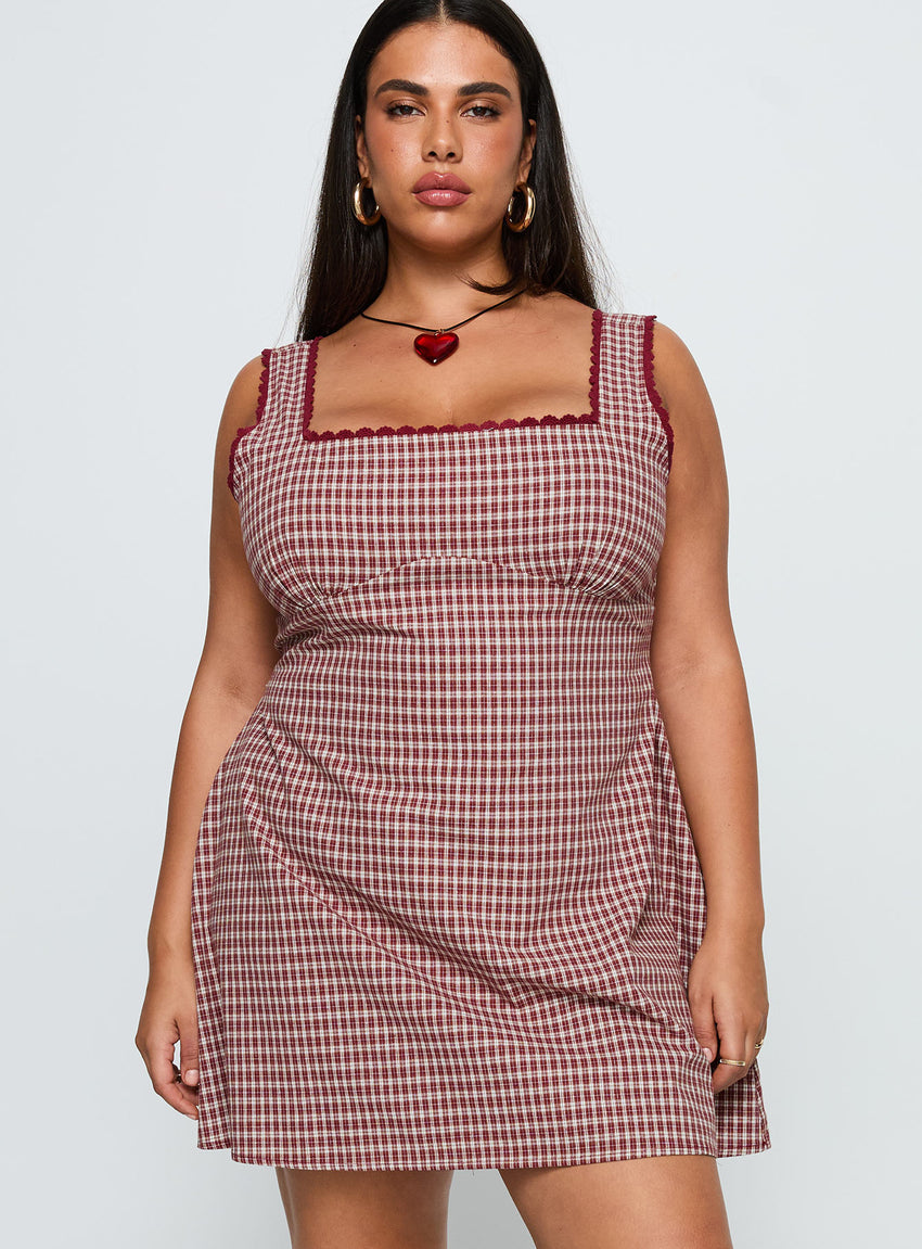 Dasha Mini Dress Red Check Curve – Petal Polly