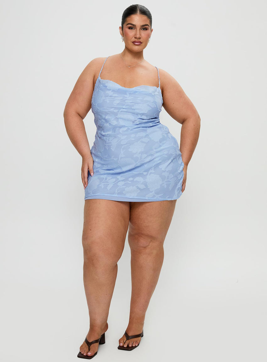 Celena Mini Dress Light Blue Burnout Curve – Petal Polly