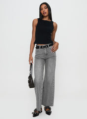 Henesey High Rise Straight Leg Jeans Washed Grey
