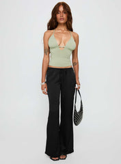 Norwalk Plunge Neck Top Sage
