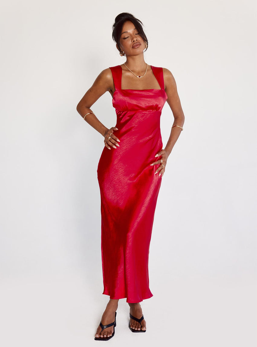 Radioactive Bias Cut Maxi Dress Red – Petal Polly