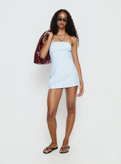 Yumiko Strapless Playsuit Blue Stripe