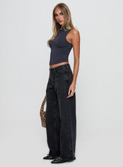 Serenitia Mid Rise Straight Leg Jeans Washed Black Tall