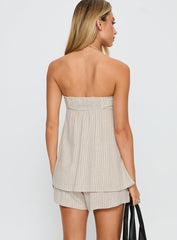 Jetsetter Strapless Playsuit Beige Stripe