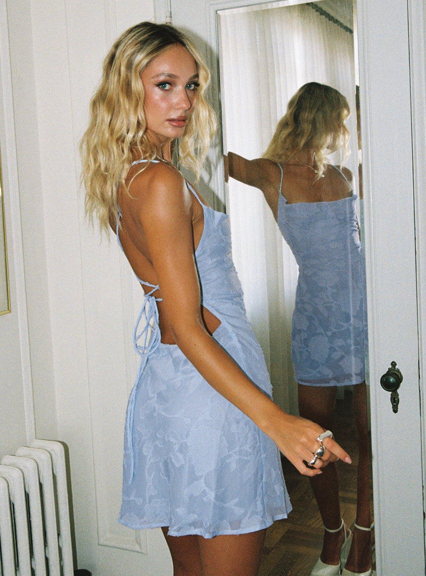 Celena Mini Dress Light Blue Burnout Petite – Petal Polly