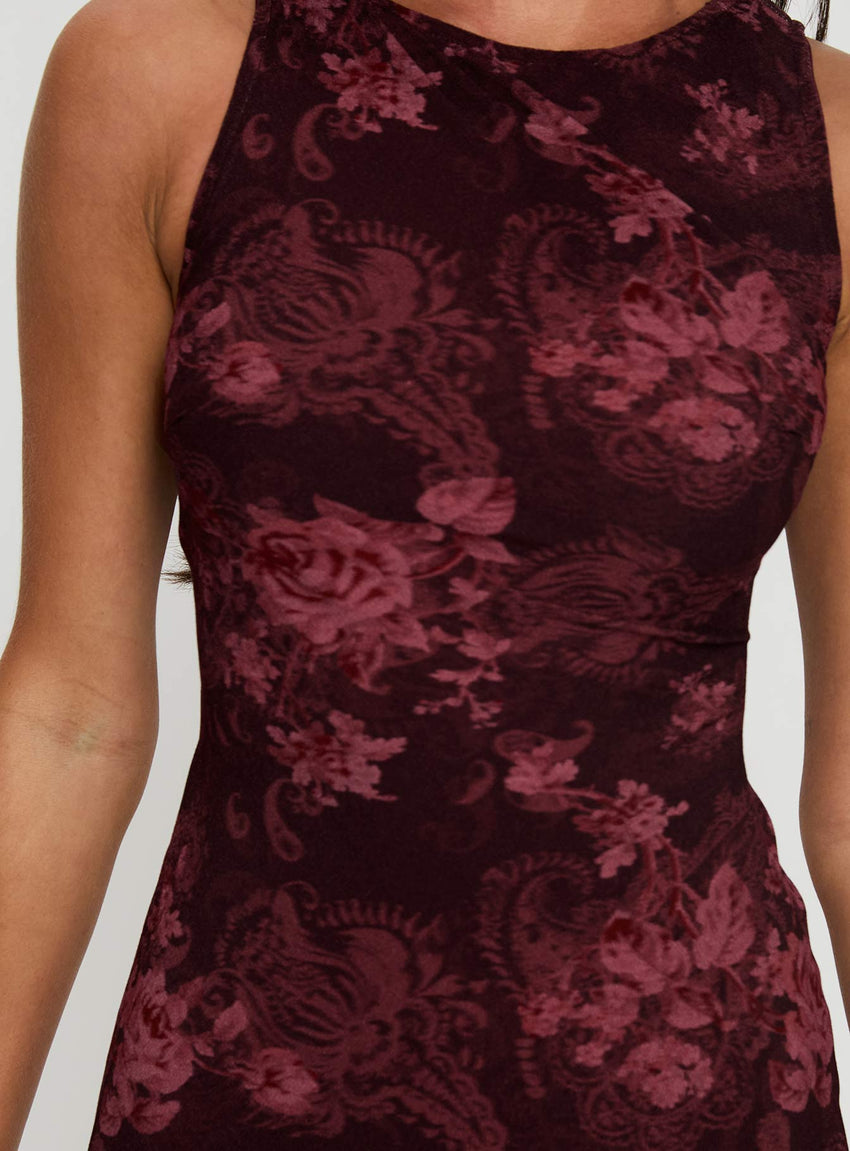 Vivre Mini Dress Burgundy Paisley Tall – Petal Polly
